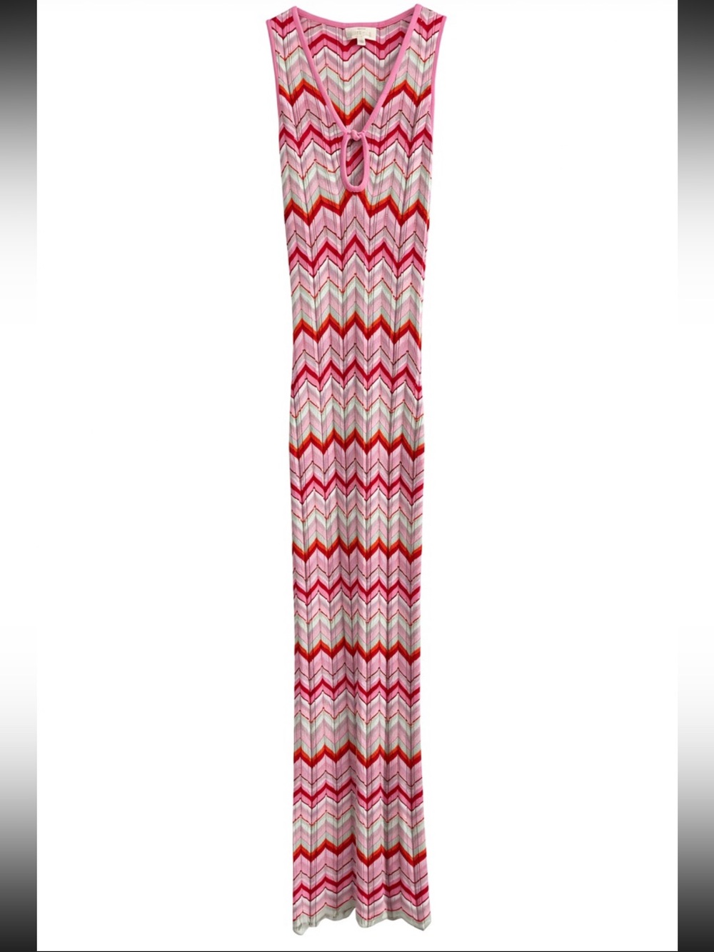 Ronny Kobo Pink Red Chevron Maxi Dress
